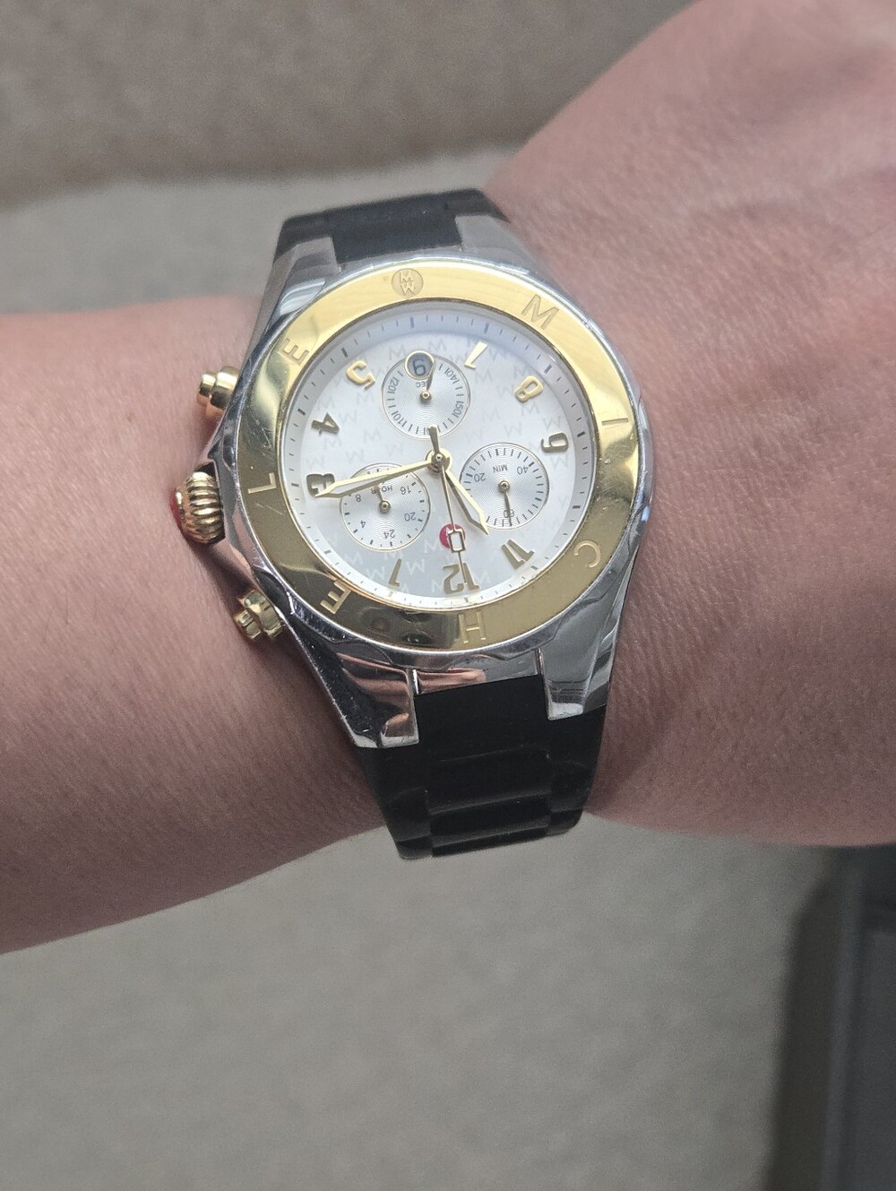 Michele Two-Tone Gold and Silver Chronograph Watch